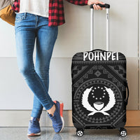 Pohnpei Luggage Covers - Pohnpei Seal With Polynesian Tattoo Style ( Black) Black - Polynesian Pride
