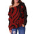 Yap Women Off Shoulder Sweater - Red Tentacle Turtle - Polynesian Pride