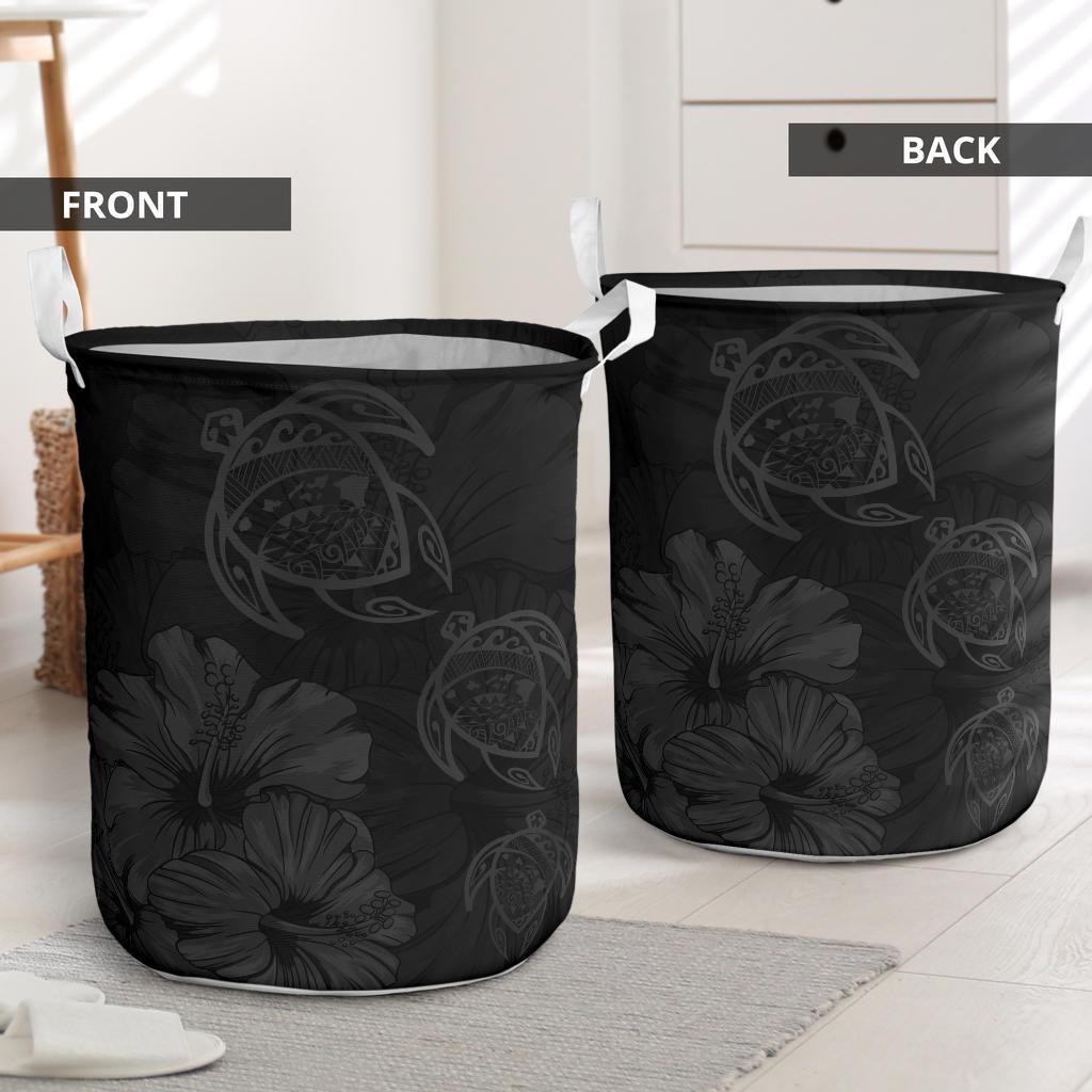 Hibiscus Turtles Hawaii Laundry Basket Grey AH - Polynesian Pride