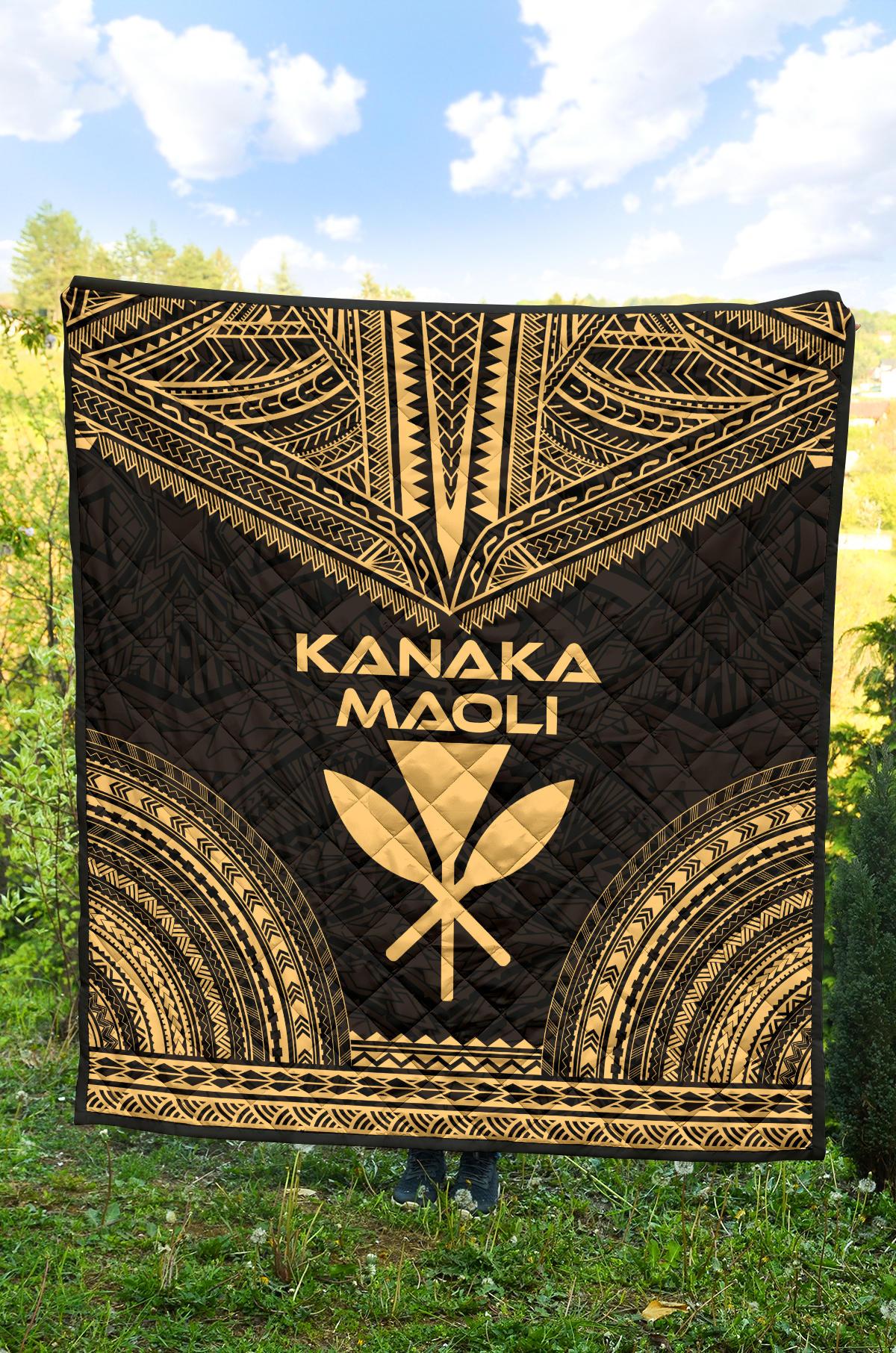 Hawaii Premium Quilt - Kanaka Maoli Polynesian Chief Gold Version - Polynesian Pride