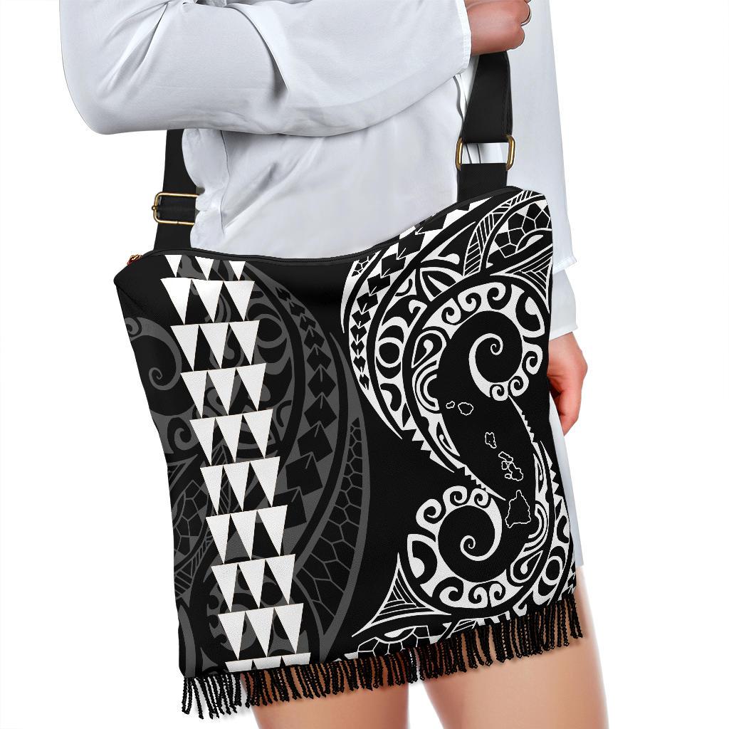 Hawaii Map Polynesian Crossbody Boho Handbag White - Polynesian Pride