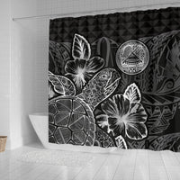 American Samoa Shower Curtain Turtle Hibiscus Black - Polynesian Pride