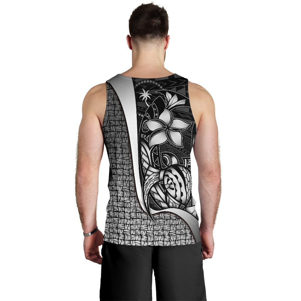 Chuuk Micronesia Men's Tank Top White - Turtle With Hook - Polynesian Pride