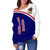 American Samoa Women's Off Shoulder Sweater - Polynesian Curve Version - Polynesian Pride