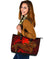 Polynesian Wallis and Futuna Large Leather Tote Bag - Red Shark Polynesian Tattoo - Polynesian Pride