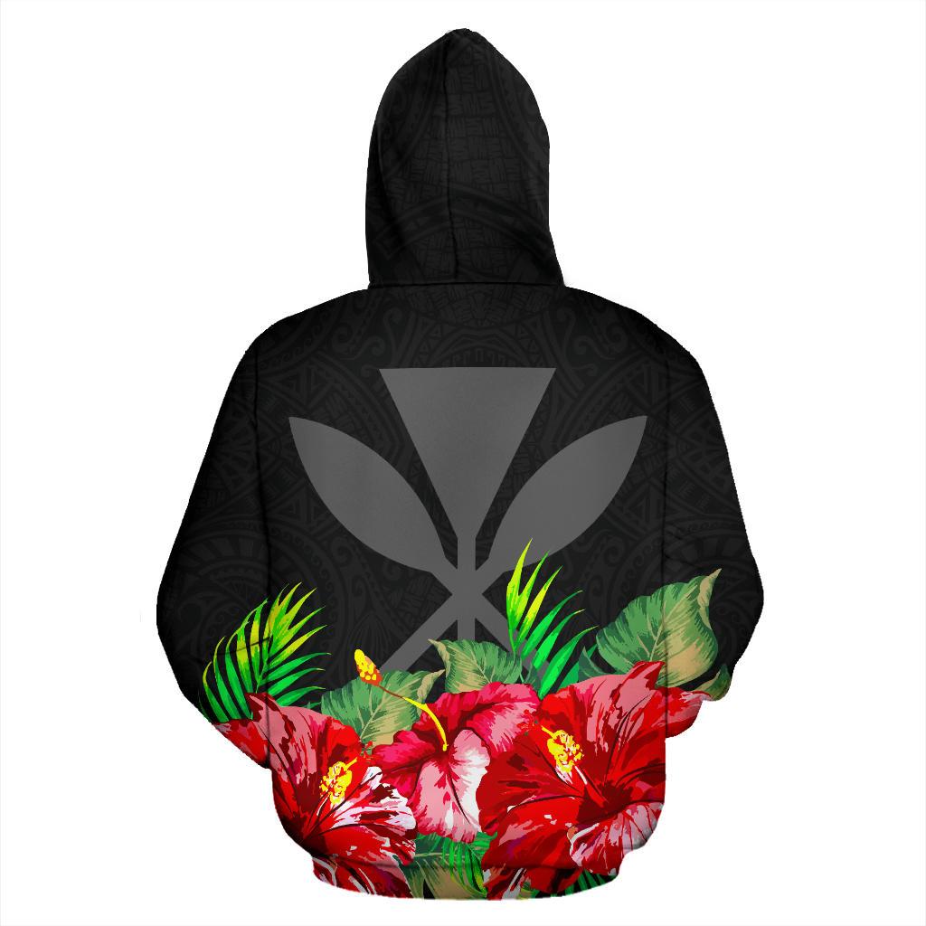 Polynesian Hawaii Zip Hoodie Black Hibiscus - Polynesian Pride
