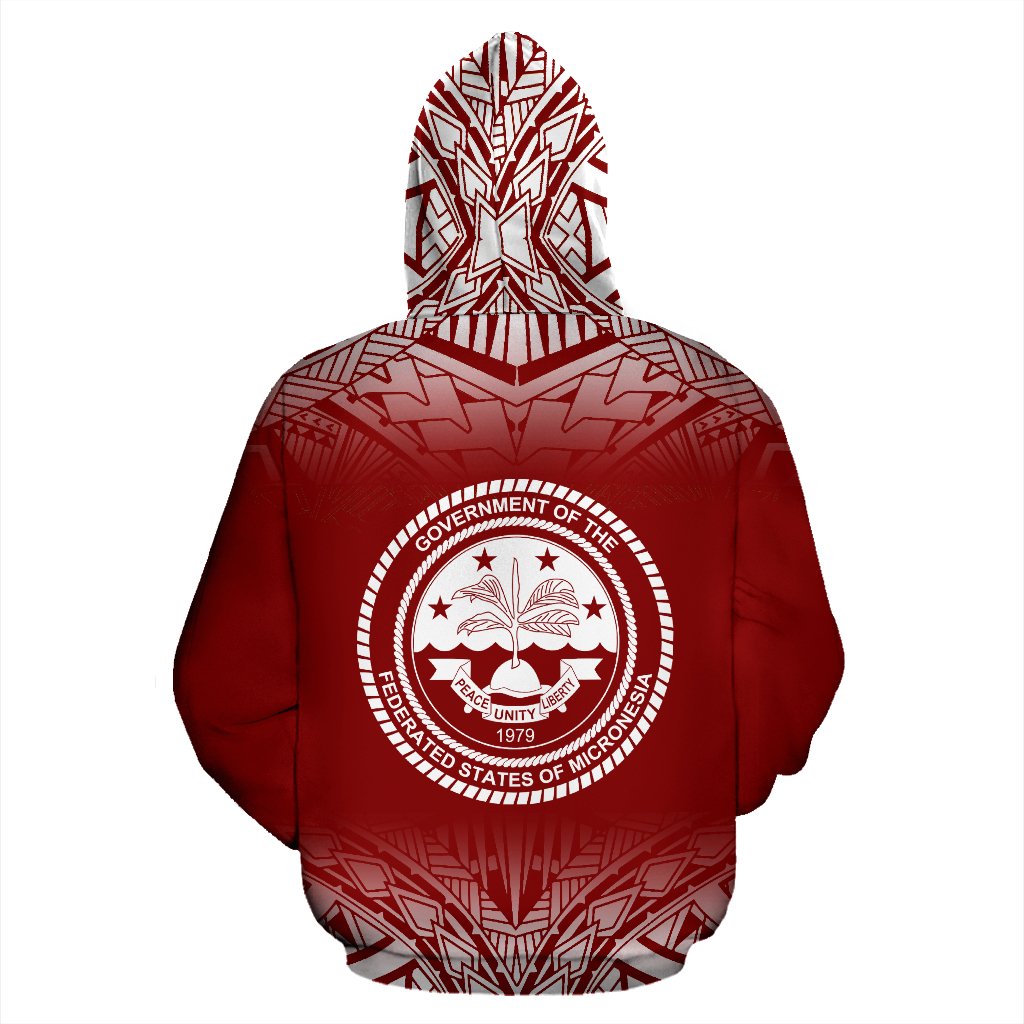 Federated States of Micronesia All Over Zip up Hoodie Fog Red - Polynesian Pride