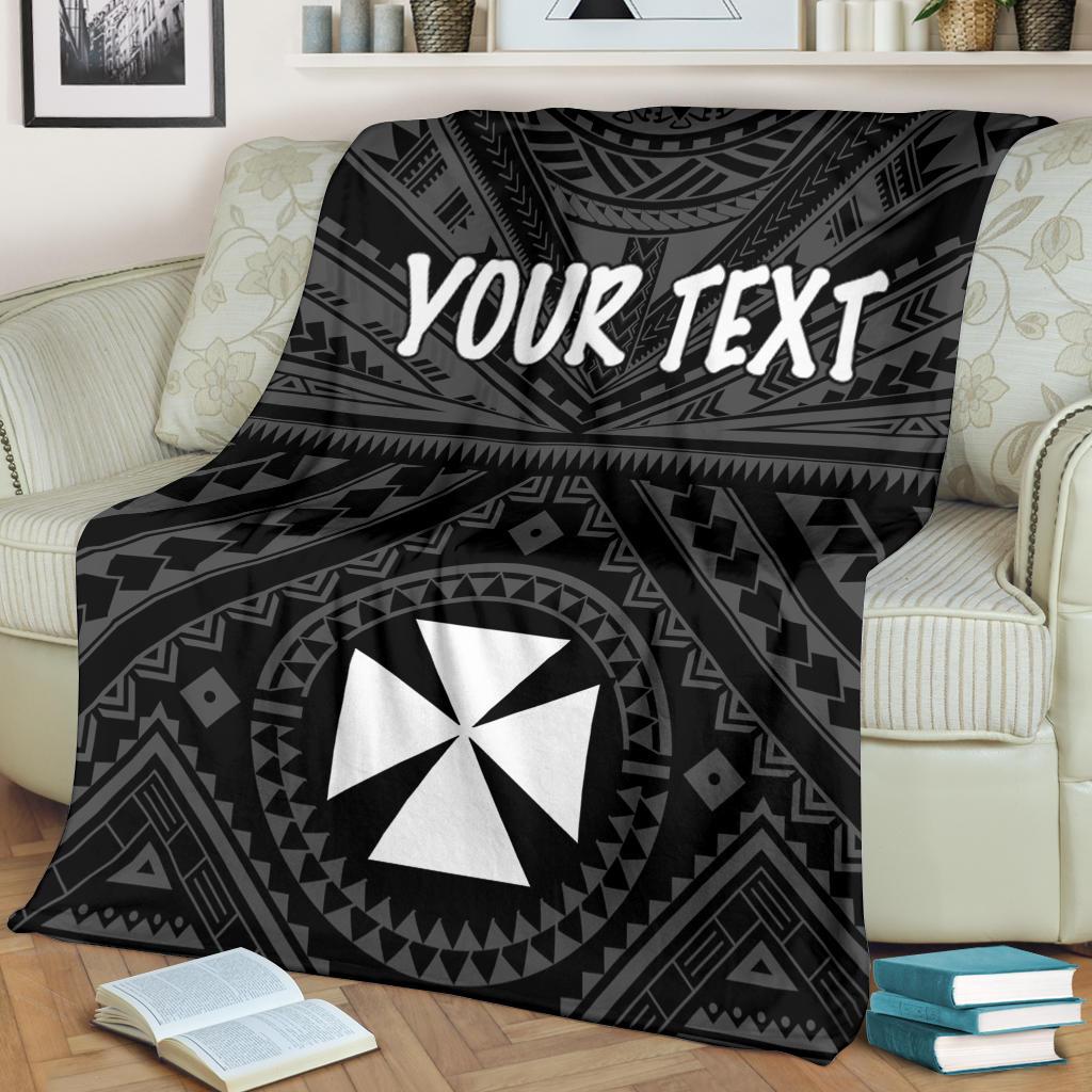 Wallis and Futuna Personalised Premium Blanket - Wallis and Futuna Seal With Polynesian Tattoo Style White - Polynesian Pride