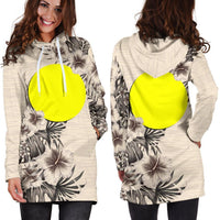Palau Hoodie Dress - Palau Flag & Beige Hibiscus - Polynesian Pride
