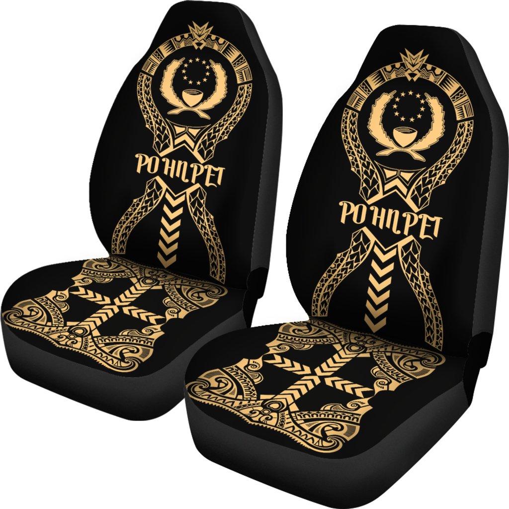 Pohnpei Car Seat Covers - Pohnpei Flag Micronesian Tribal Gold - Polynesian Pride