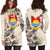 Kiribati Hoodie Dress - Kiribati Coat Of Arms & Beige Hibiscus - Polynesian Pride