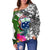 Samoa Custom Personalised Women's Off Shoulder Sweater White - Turtle Plumeria Banana Leaf - Polynesian Pride