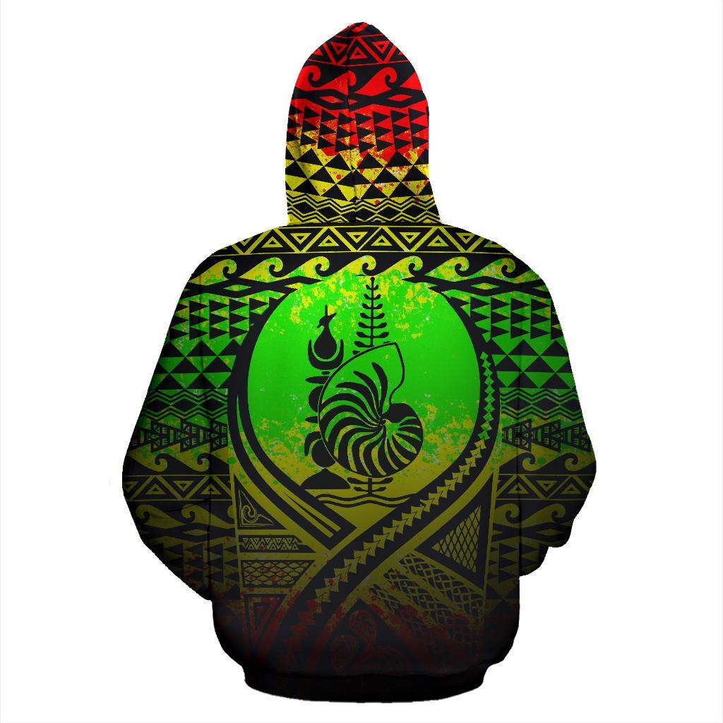New Caledonia All Over Zip up Hoodie Lift up Reggae - Polynesian Pride