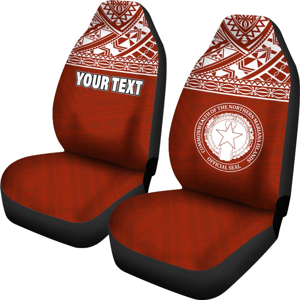 Northern Mariana Islands Custom Personalised Car Seat Covers - C N M I Seal Polynesian Red Horizontal - Polynesian Pride