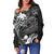 Papua New Guinea Women's Off Shoulder Sweater - White Shark Polynesian Tattoo - Polynesian Pride