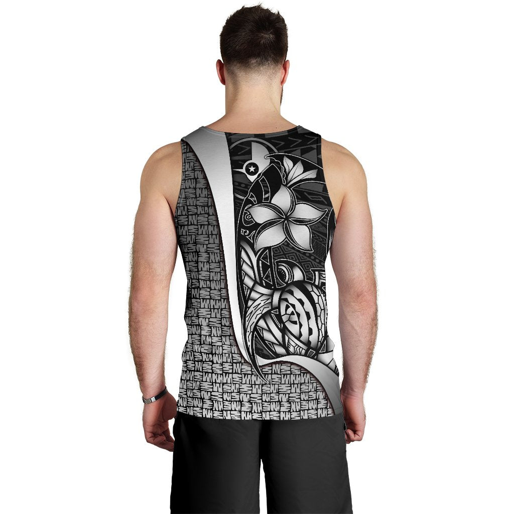 Yap Micronesia Men's Tank Top White - Turtle With Hook - Polynesian Pride