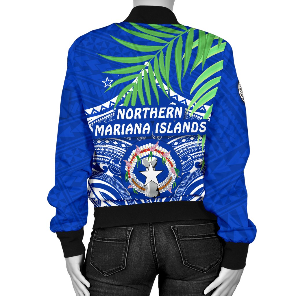 Northern Mariana Islands Rugby Women Bomber Jacket Coconut Leaves - CNMI - Polynesian Pride