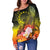 Cook Islands Custom Personalised Women's Off Shoulder Sweaters - Humpback Whale with Tropical Flowers (Yellow) - Polynesian Pride