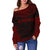 Northern Mariana Islands Polynesian Chief Women's Off Shoulder Sweater - Red Version - Polynesian Pride