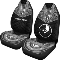 Yap Custom Personalised Car Seat Cover - Yap Flag Polynesian Chief Tattoo Black Version - Polynesian Pride