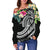 Polynesian Hawaii Women's Off Shoulder Sweater - Summer Plumeria (Black) - Polynesian Pride