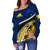 Tokelau Women's Off Shoulder Sweater Polynesian Shark Tattoo - Polynesian Pride