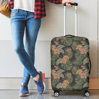 Tropical Hibiscus Monstera Leaf Luggage Cover - Polynesian Pride