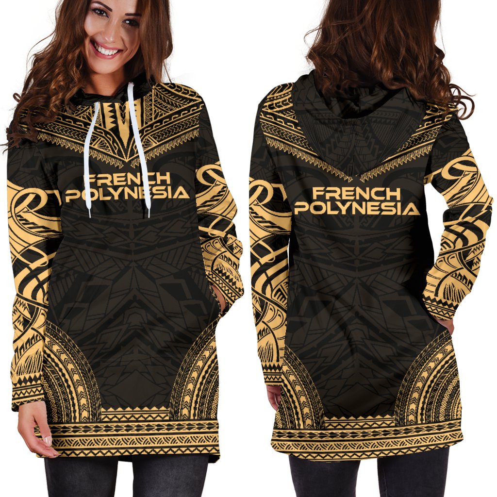 French Polynesia Women's Hoodie Dress - Polynesian Gold Chief - Polynesian Pride