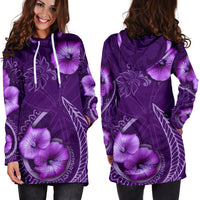 Hawaii Women's Hoodie Dress - Hibiscus Purple - Polynesian Pride