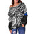 Pohnpei Polynesian Off Shoulder Sweater (Women) - Polynesian White Turtle - Polynesian Pride