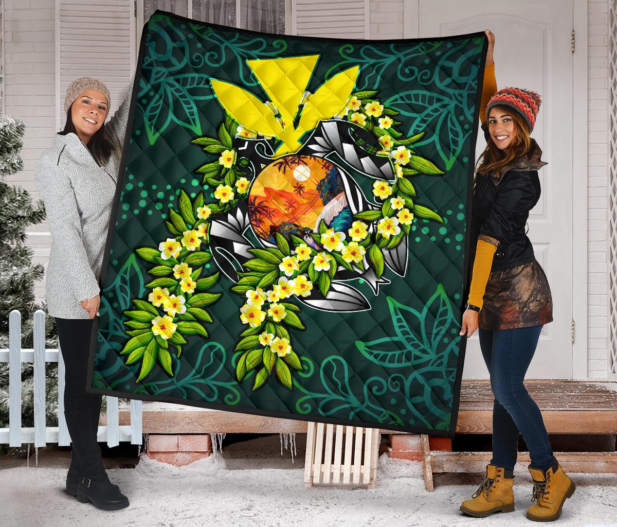 Polynesian Hawaii Premium Quilt - Ti Leaf Lei Turtle - Polynesian Pride