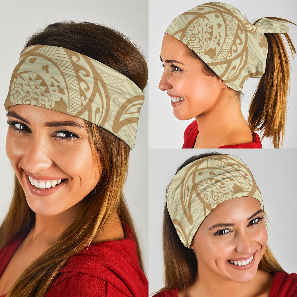 Hawaii Map Polynesian Turtle Bandana 3 - Pack - AH - Beige - Polynesian Pride