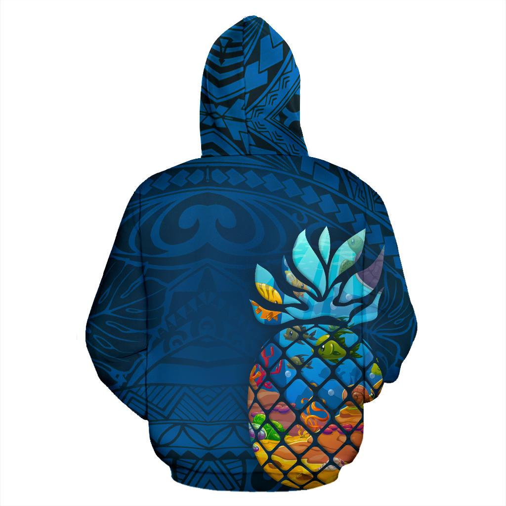 Hawaii Aloha Pineapple All Over Zip up Hoodie - Polynesian Pride