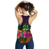 Vanuatu Personalised Women's Racerback Tank - Summer Hibiscus - Polynesian Pride