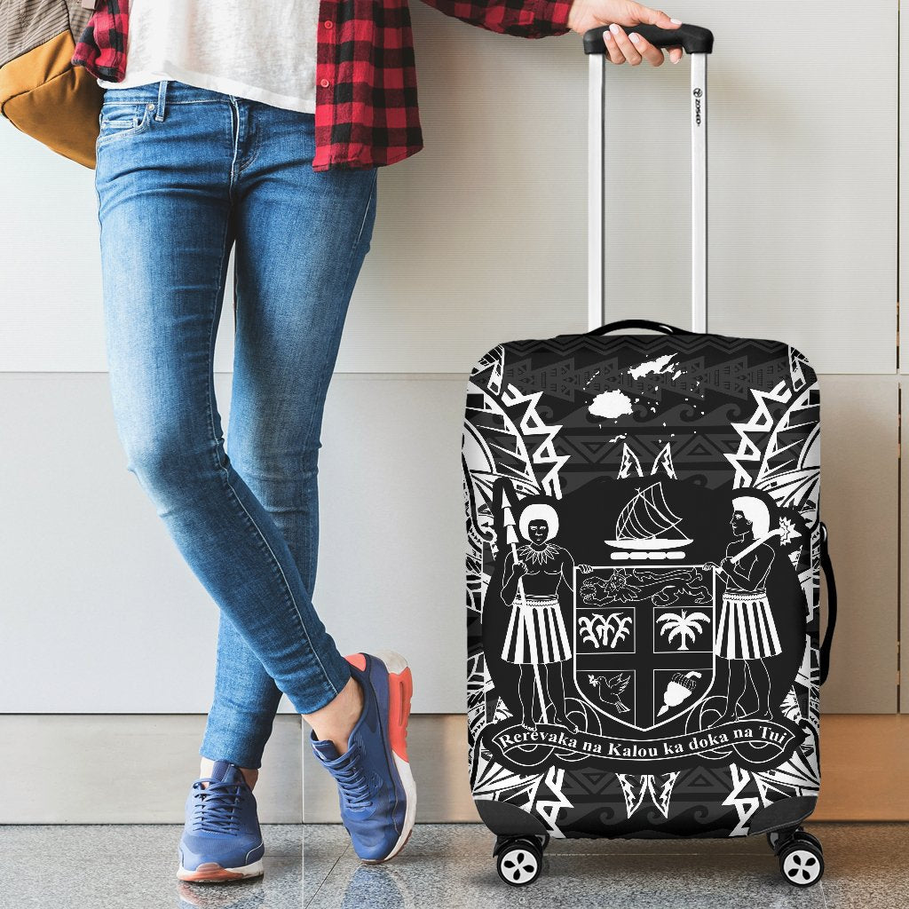 Fiji Polynesian Luggage Covers Map Black - Polynesian Pride