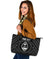 Guam Personalised Leather Tote Bag - Guam Seal With Polynesian Tattoo Style (Black) - Polynesian Pride