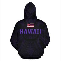 Polynesian Kamapuaa Flag of Hawaii Hoodie Purple Hawaiian Mythology Style - Polynesian Pride