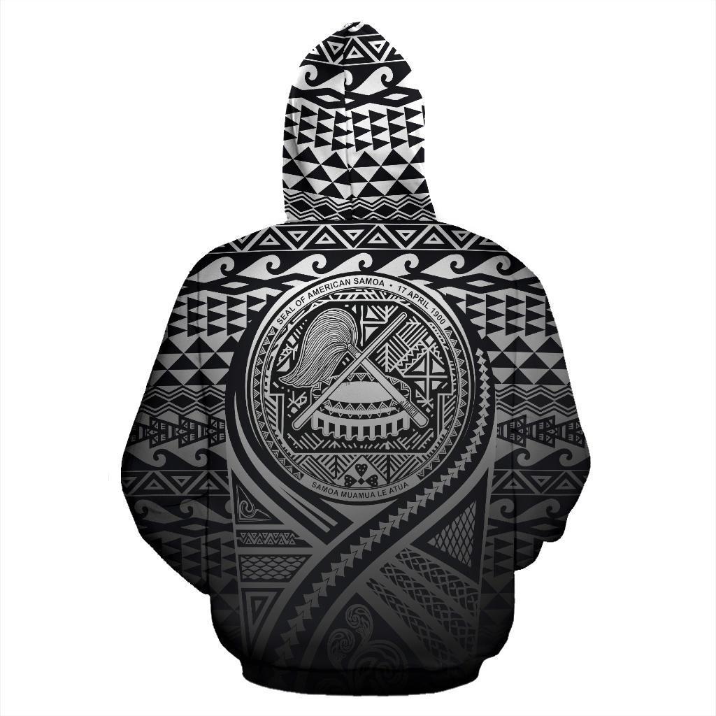 American Samoa All Over Zip up Hoodie Lift up Black - Polynesian Pride