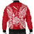 New Caledonia Polynesian Men's Bomber Jacket Map Red White - Polynesian Pride