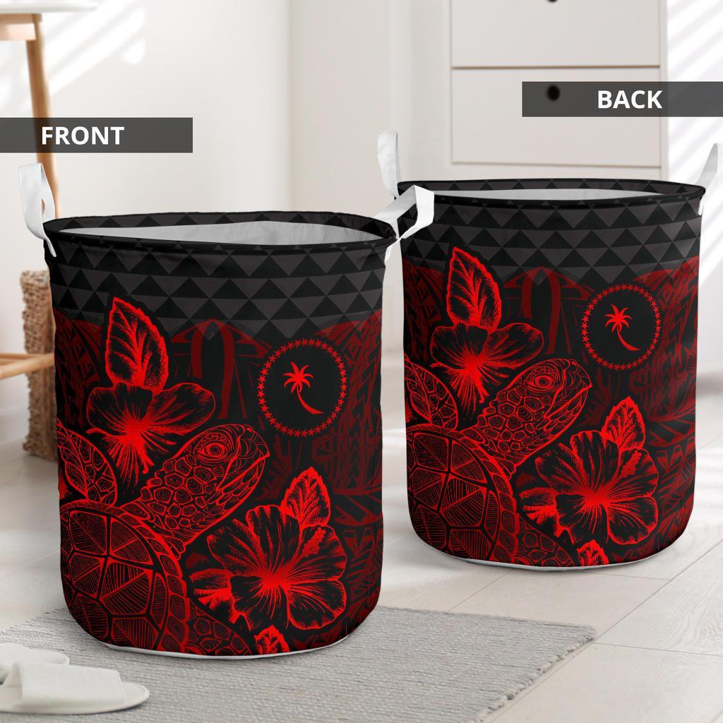 Chuuk Laundry Basket - Polynesian Turtle Hibiscus Red - Polynesian Pride
