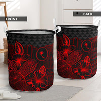 Chuuk Laundry Basket - Polynesian Turtle Hibiscus Red - Polynesian Pride