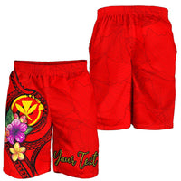 Hawaii Polynesian Custom Personalised Men's Shorts - Floral With Seal Red - Polynesian Pride