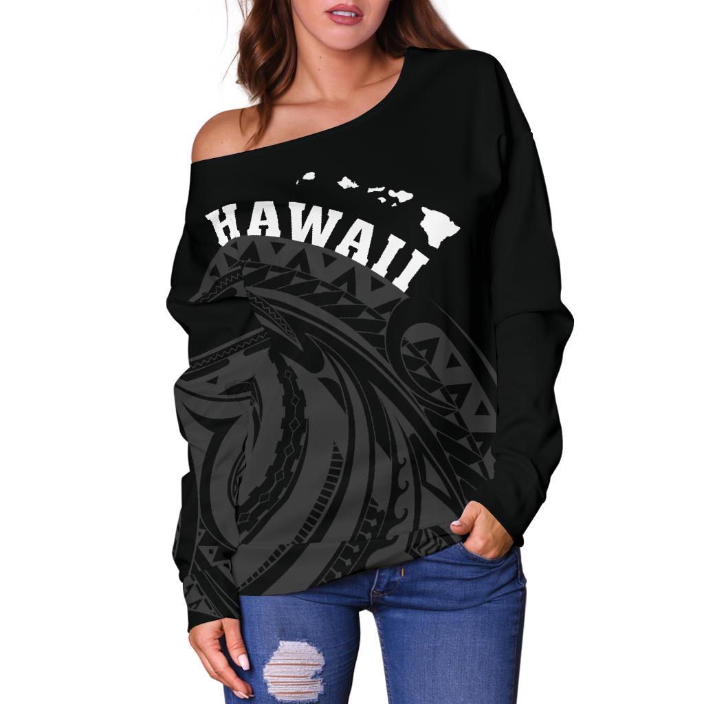 Hawaii Polynesia Women's Off Shoulder Sweater - Tatau Style AH - Polynesian Pride