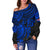 Cook Islands Polynesian Off Shoulder Sweater (Women) - Blue Turtle - Polynesian Pride