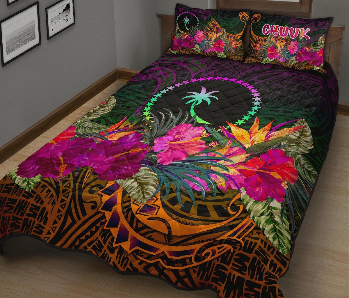 Chuuk Quilt Bed Set - Summer Hibiscus - Polynesian Pride