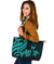 Guam Polynesian Large Leather Tote Bag - Turquoise Tentacle Turtle - Polynesian Pride