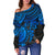 Pohnpei Polynesian Off Shoulder Sweater (Women) - Polynesian Blue Turtle - Polynesian Pride