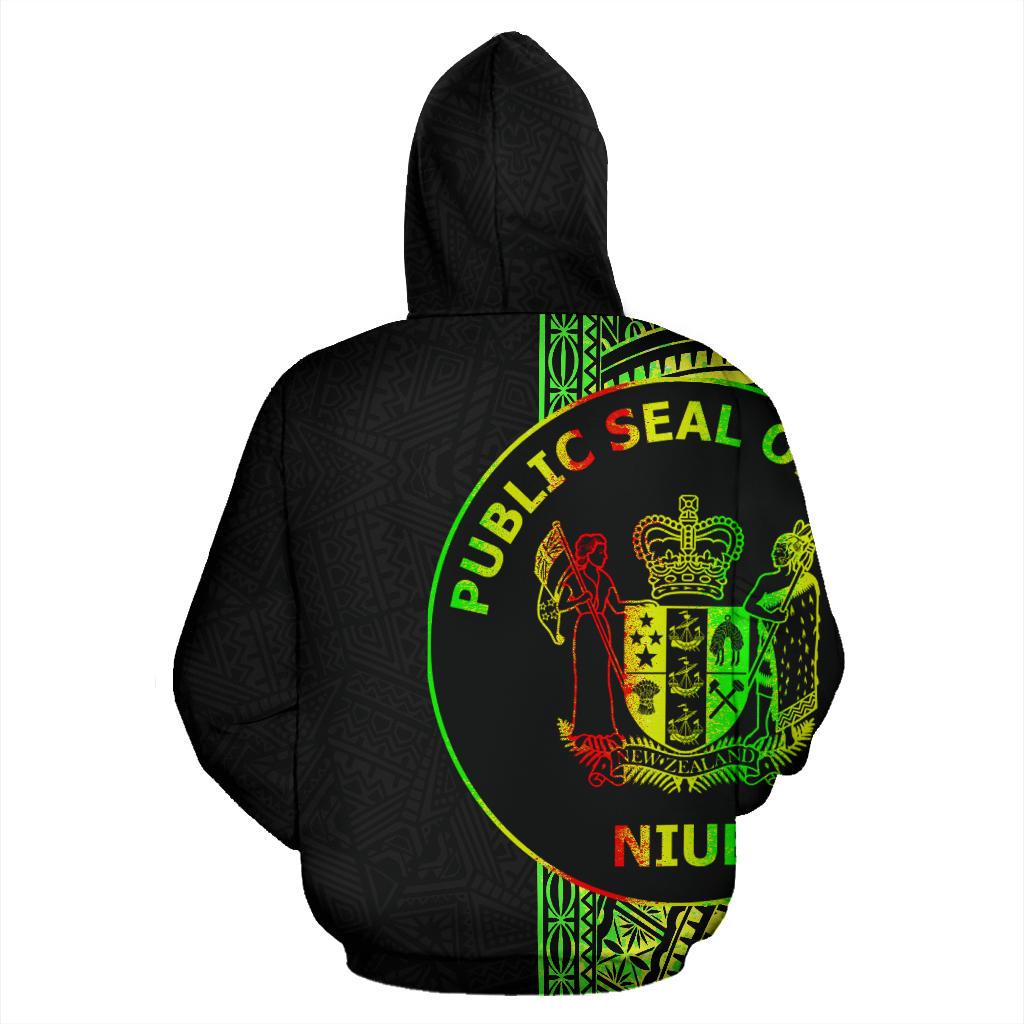 Niue Polynesian Custom Hoodie Line Reggae - Polynesian Pride