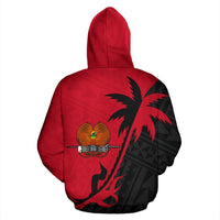 Papua New Guinea Zip up Hoodie Papua New Guinea Flag Coat of Arms Coconut Tree - Polynesian Pride