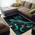 Fiji Polynesian Area Rugs - Turtle With Blooming Hibiscus Turquoise - Polynesian Pride